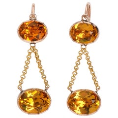 Georgian Fiery Citrine Paste Chandelier Earrings 11