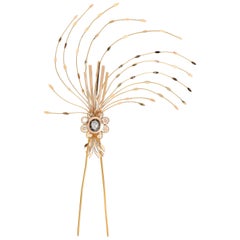 Antique Georgian Diamond Gold Hair Aigrette Ornament Barette