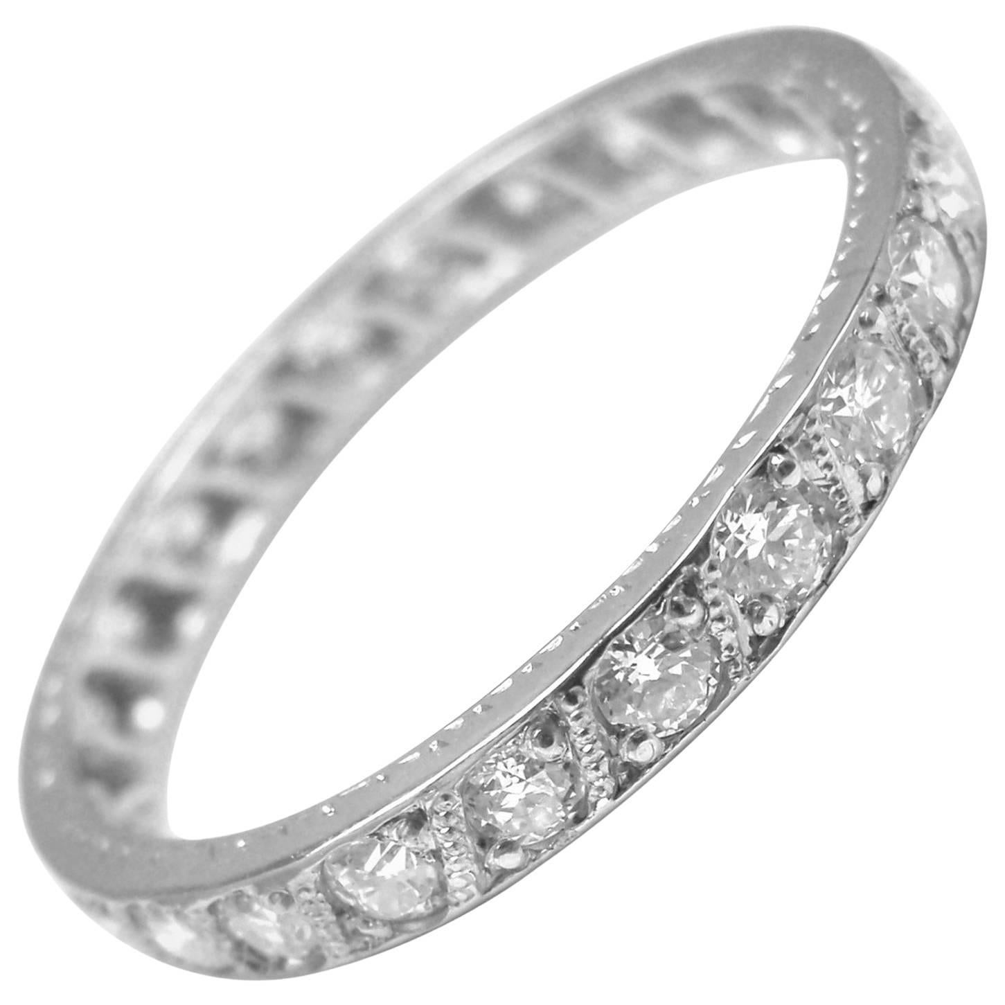 Vintage Tiffany & Co. Diamond Eternity Wedding Platinum Band Ring