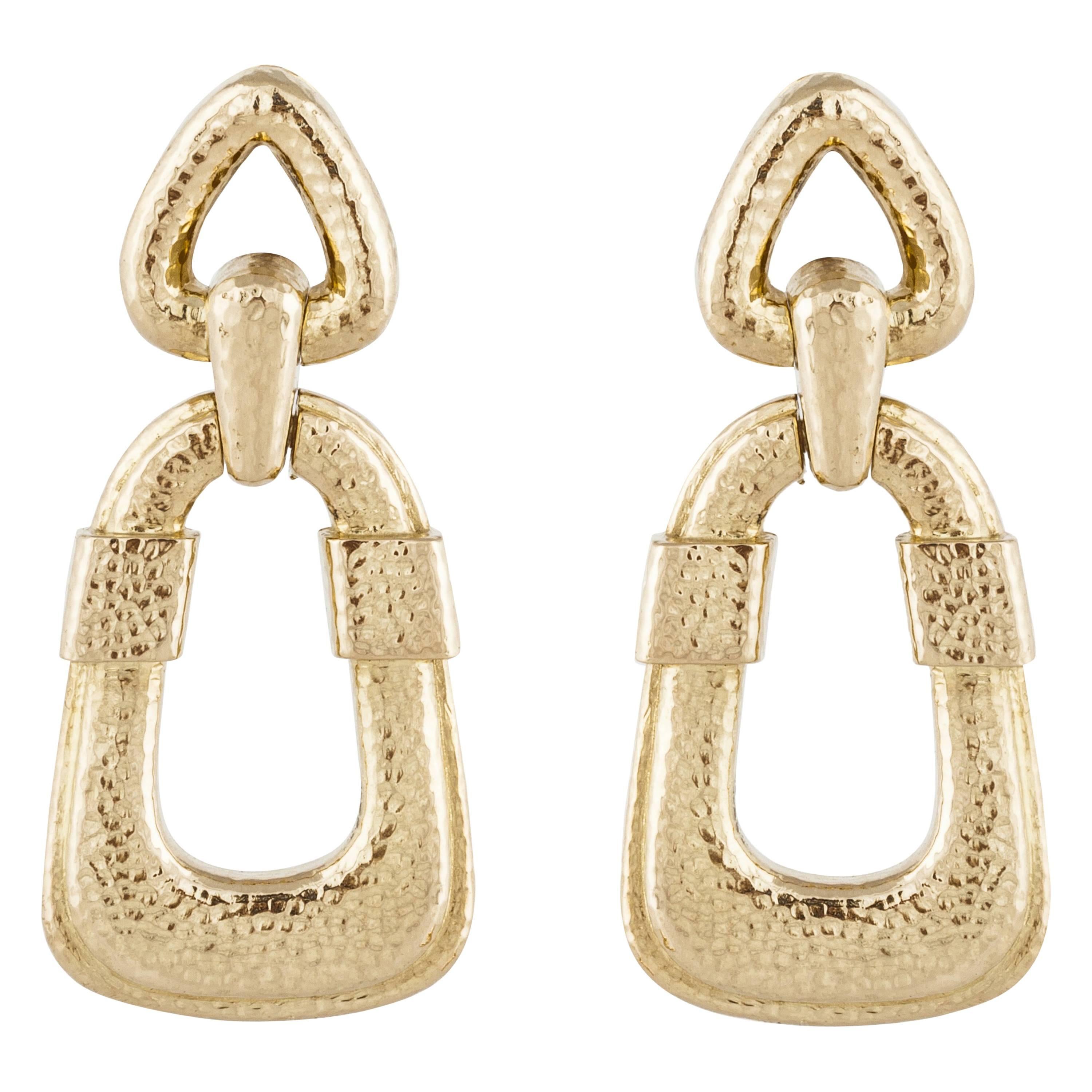 David Webb Door Knocker Earrings in 18K Gold