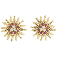 Tiffany & Co. Ruby and Diamond Sunburst Earrings 11