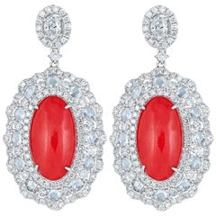Coral and White Diamond Drop Earring 9