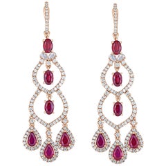 Ruby Diamond Chandelier Earring 7