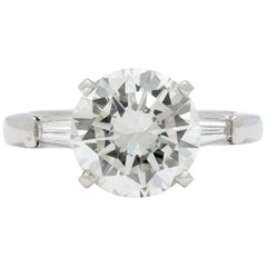 GIA 2.97 Carat Round Brilliant Cut Diamond in Platinum Setting