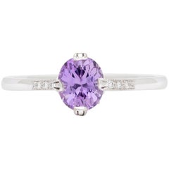 GIA Unheated Purple-Pink Natural Sapphire in Platinum French Ring