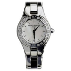 Baume & Mercier Stainless Steel Linea Diamond Bezel Quartz Wristwatch Ref 10072