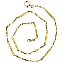 Retro Solid 14K Yellow Gold Watch Chain