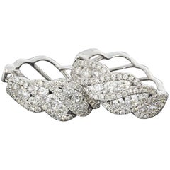 Ribbon Twist Round Diamond White Gold Hoop Earrings