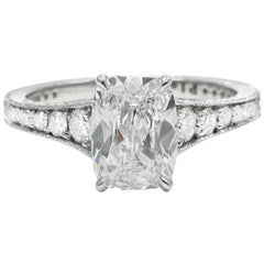 GIA Report D color 1.09 Cushion Cut Diamond Platinum Engagement Ring 9