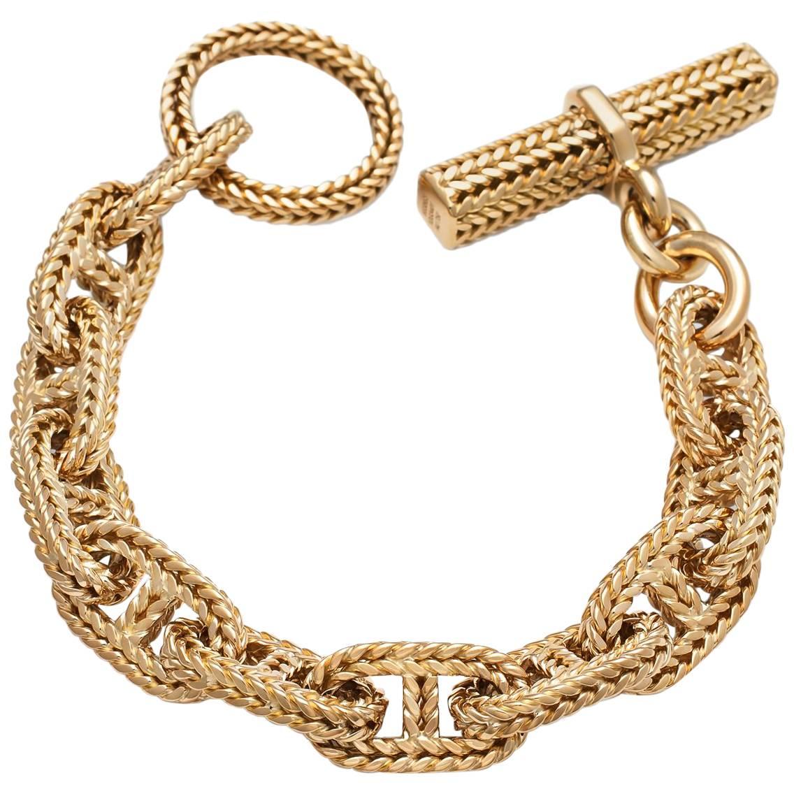 Hermes George L'Enfant Chaine D'Ancre Gold Toggle Link Bracelet
