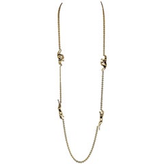 Retro Cartier Panther Long Gold Necklace