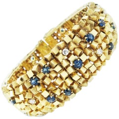 Modernist Design Sapphire and Diamond Bracelet