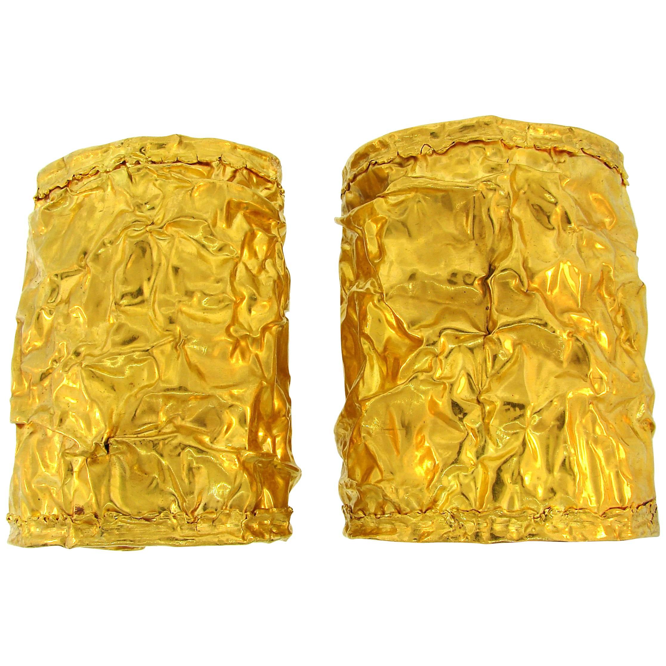 Pair of 22 Karat Yellow Gold Cuff Bracelets