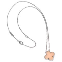 Van Cleef & Arpels Vintage Pink Opal White Gold Pendant Necklace 1