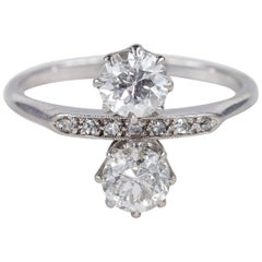 Edwardian Platinum 1.55 Carat Diamond Twin Ring
