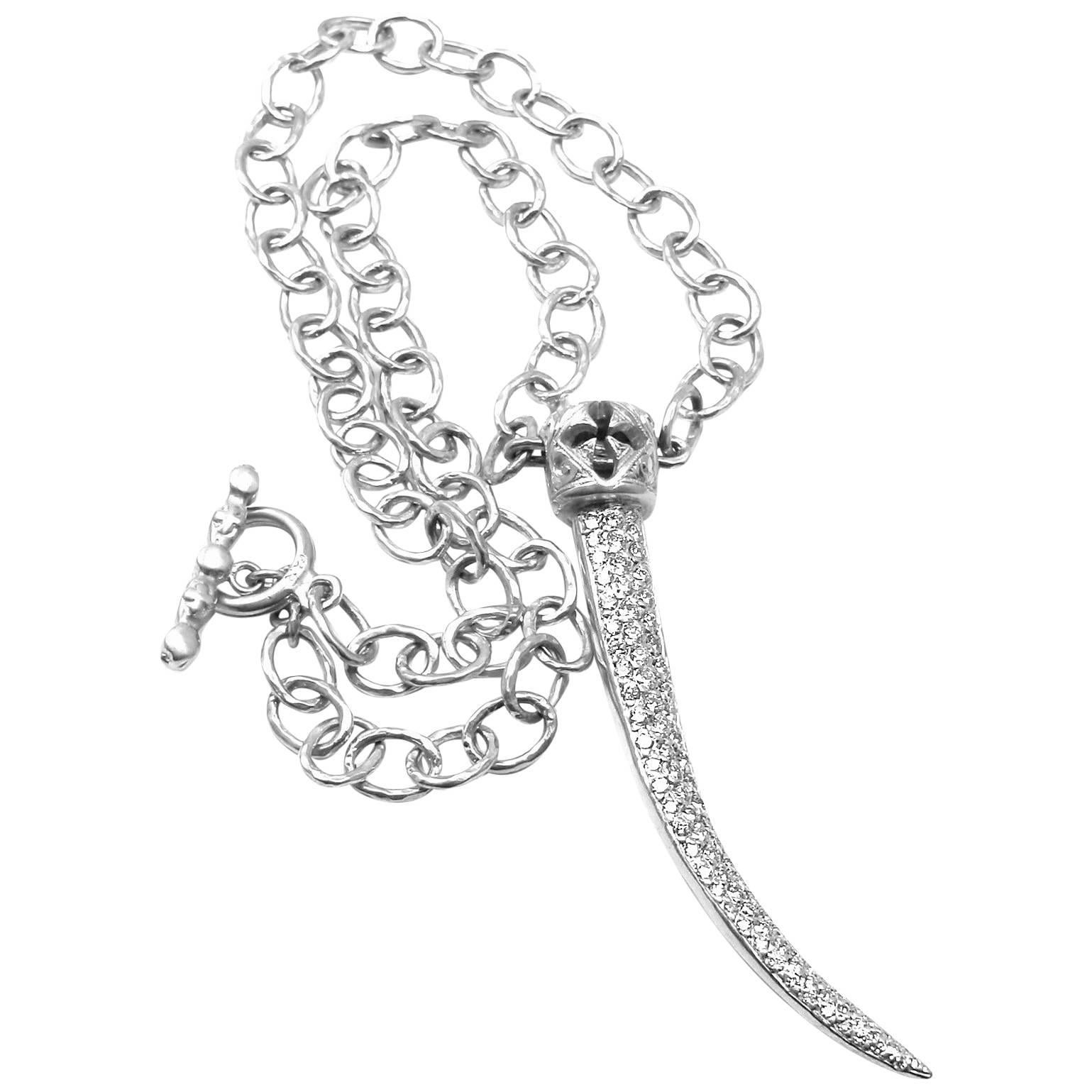 Loree Rodkin Claw Diamond Gold Pendant Necklace from Estate of Jackie Collins