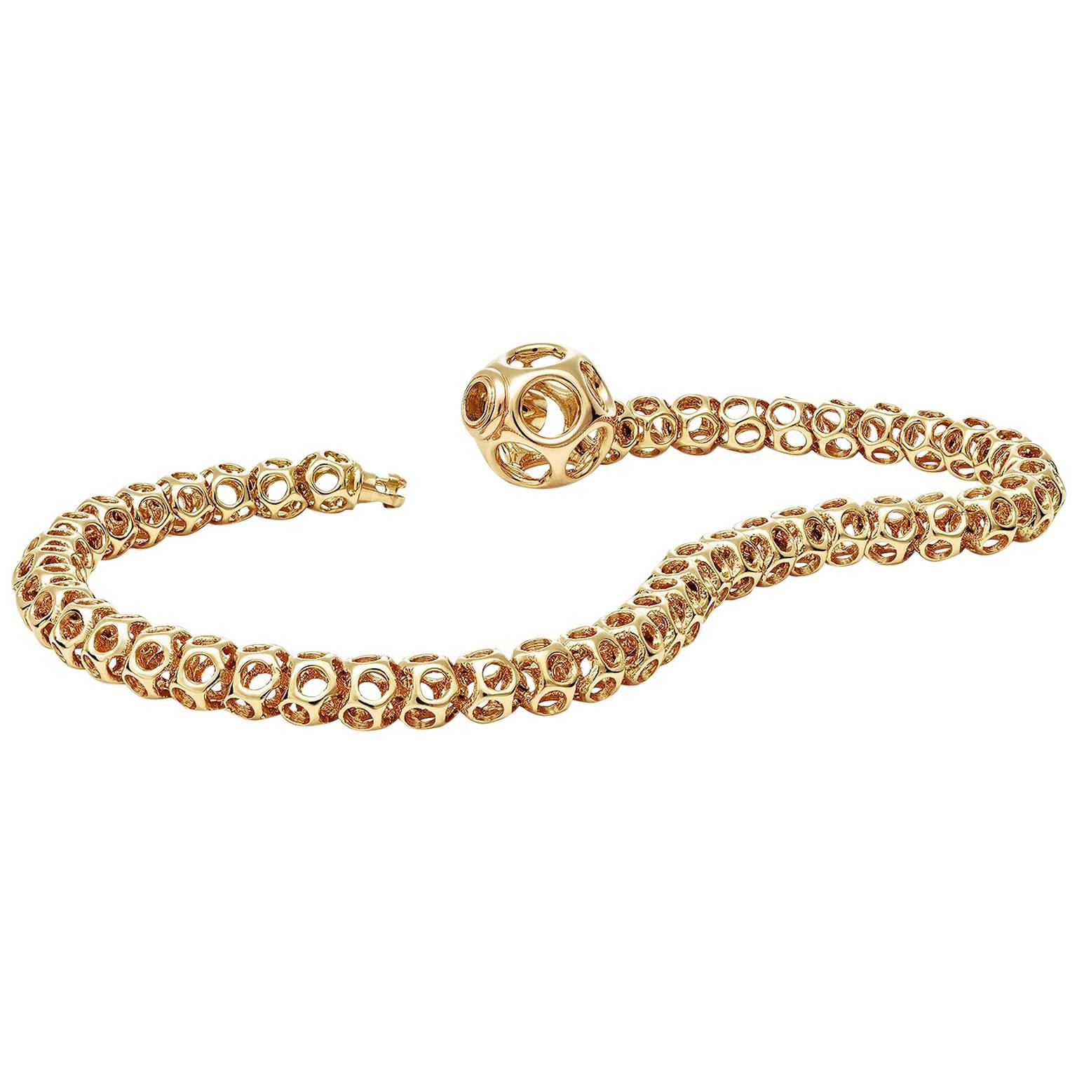 Towe Norlen Corail Contemporary Yellow Gold Laser Sintered Chain Bangle Bracelet For Sale