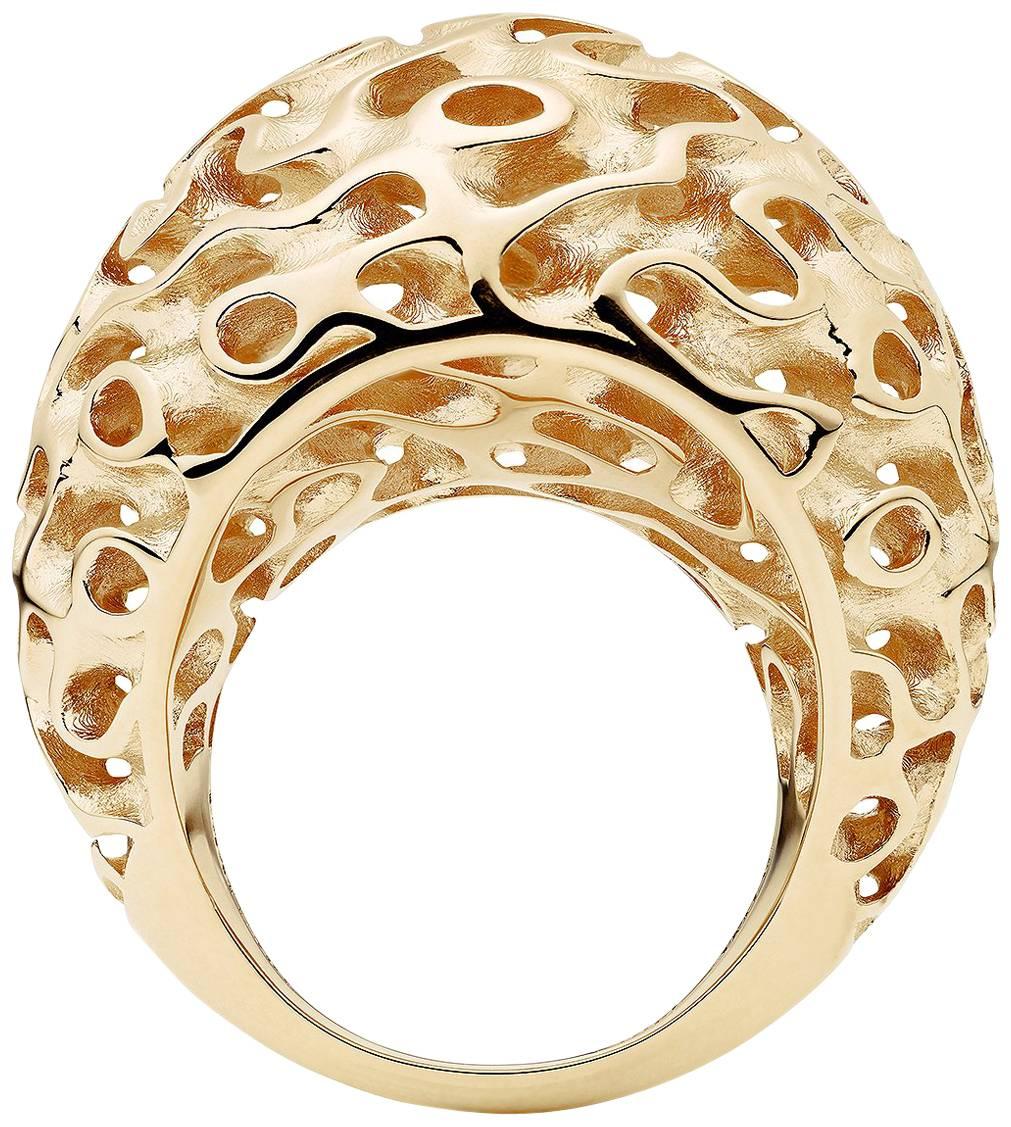 Towe Norlen Dune Silk Yellow Gold Bombe Dome Cocktail Ring For Sale
