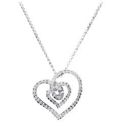 Contemporary Abstract Diamond Heart Pendant in White Gold