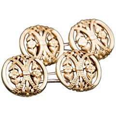 French Art Nouveau Floral Gold Cufflinks
