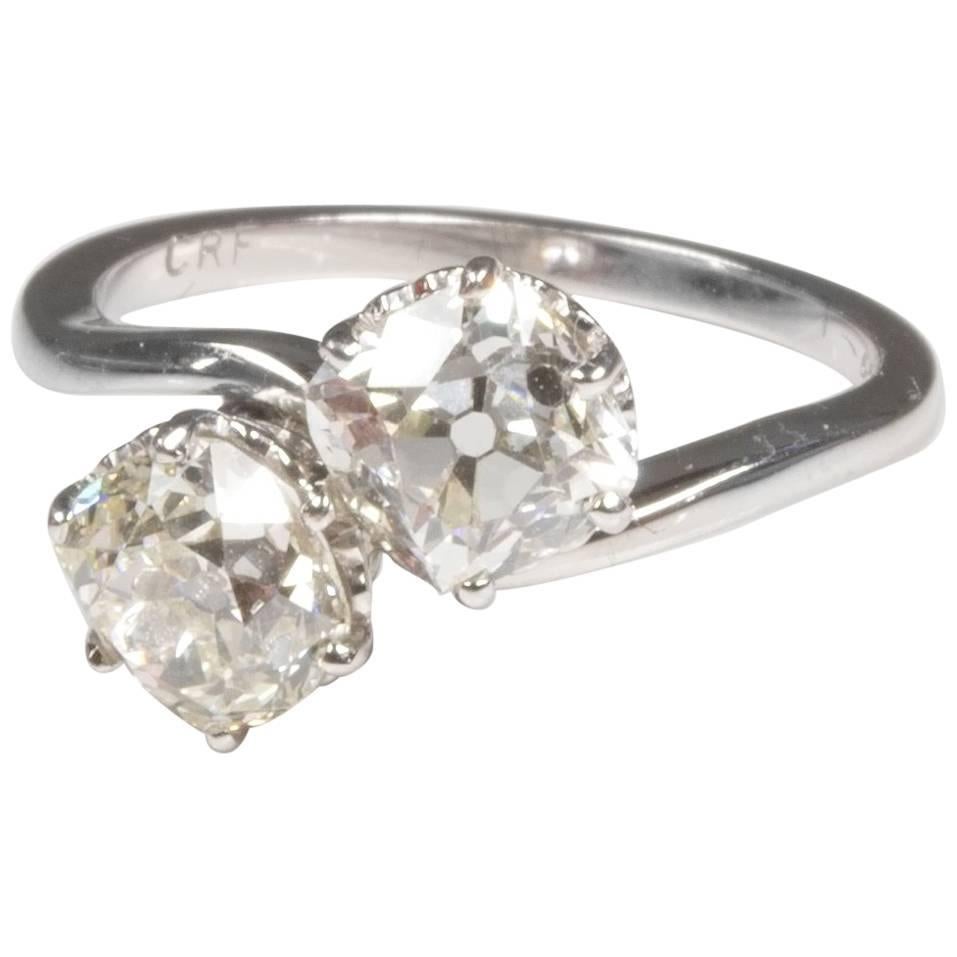 Toi et Moi Diamond Twist Ring 2.24 Carat For Sale