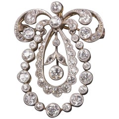 Belle Epoque Edwardian Diamond Brooch Pendant 5.25 Carat Antique Belle Epoque Edwardian Diamond Brooch Pendant 5.25 Carat