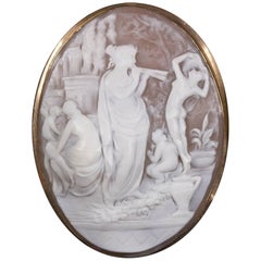Antique Classical Shell Cameo Brooch Pin Signed