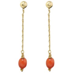  18 kt yellow gold and Coral Drop Earrings