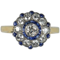 Edwardian Diamond Sapphire Cluster Ring, circa 1905 4