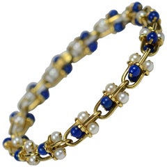 Gucci Lapis Lazuli, Pearl, Gold Bracelet, circa 1970 5