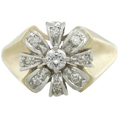 1950s 0.41 Carat Diamond 14 Karat Yellow Gold Cluster Ring 3