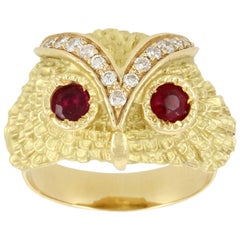 Yvonne Leon Contemporary Ruby Diamond Gold Ring