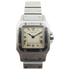 Retro Cartier Ladies Stainless Steel Santos Quartz Wristwatch