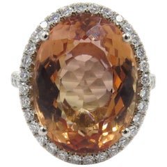 Precious Topaz Diamond Platinum Ring