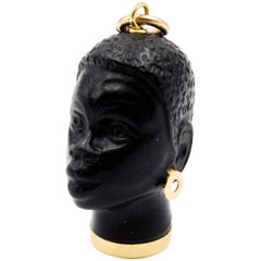 Italian Serene Faced Gold Blackamoor Pendant 10