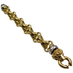 Italian Two-Tone Gold Lion's Head Bracelet 12