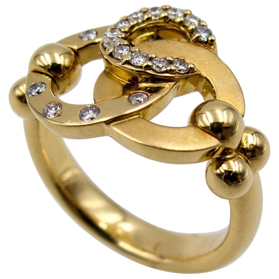 Temple St Clair Gold Diamond Trinity Ring