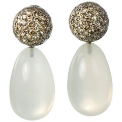 Hemmerle Moonstone Colored Diamond Gold Ear Pendants 3