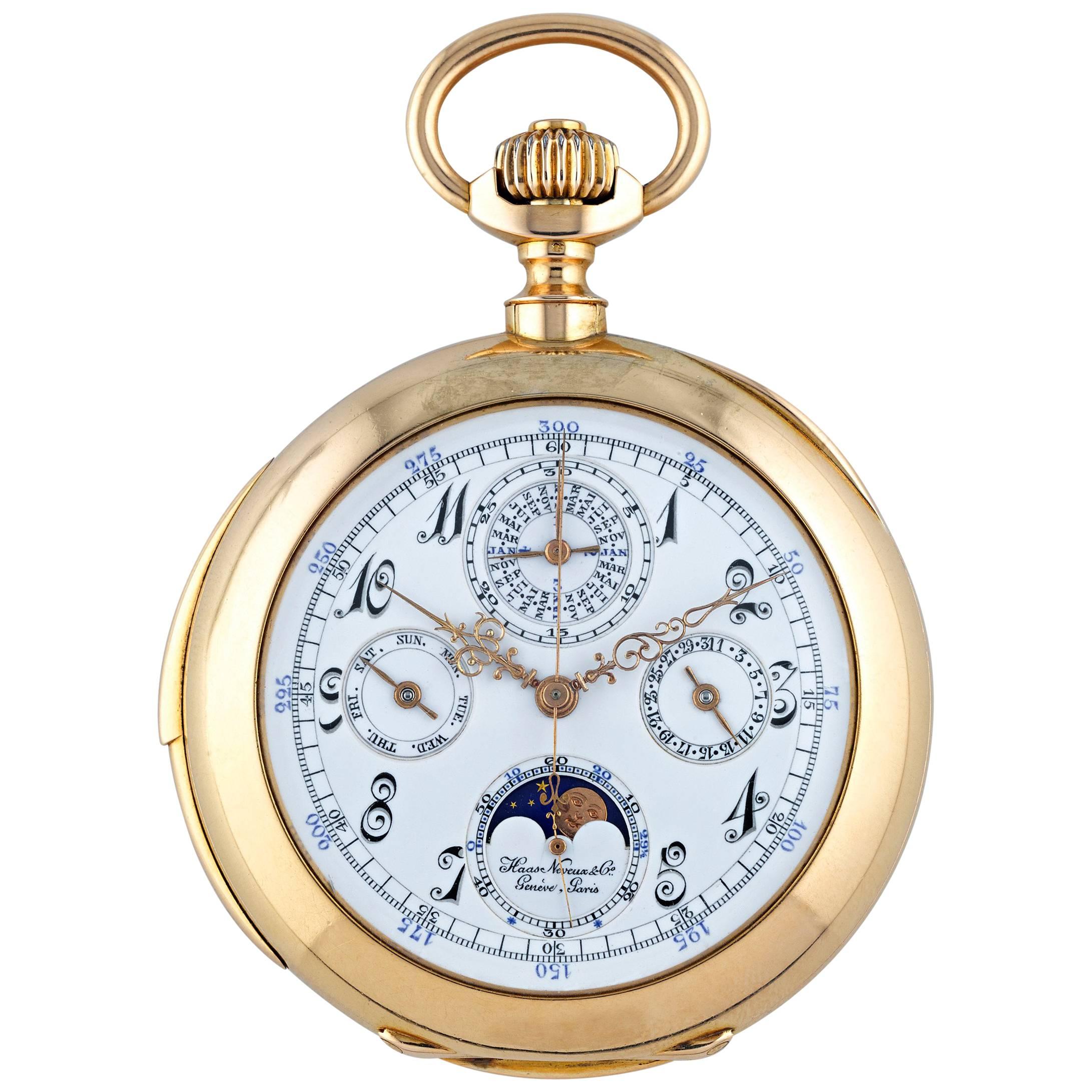 Haas Neveux & Co. Yellow Gold Swiss Grand Complication Pocket Watch