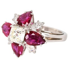 Platinum Ruby and Diamond Ring, circa 1960s