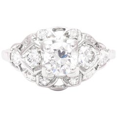 Antique Art Deco 0.65 Carat Diamond Engagement Ring in Platinum