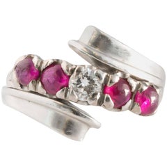 1949 Ruby, Diamond and Platinum By-Pass Ring