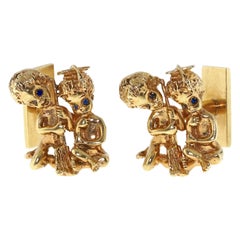 Boutons de manchette Ruser Sapphire Cherub Angel des années 1950