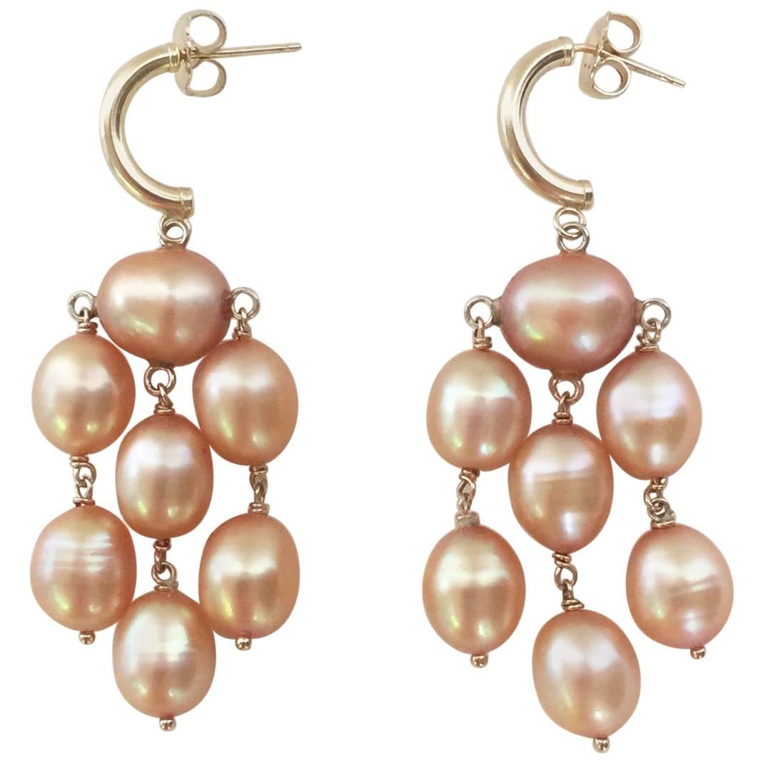 Golden Hue Baroque Pearl Dangle Earring by Marina J