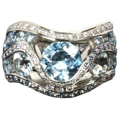 Greg Holland Aquamarine Diamond Sapphire Cocktail Ring