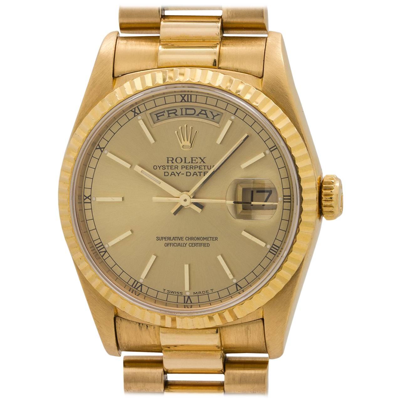 Rolex Yellow Gold Day Date President Double Quick Wristwatch, circa 1993