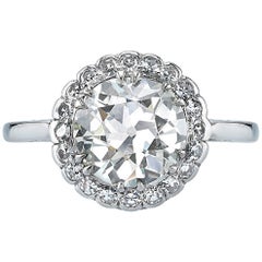 Vintage Platinum Old European Cut Diamond Engagement Ring