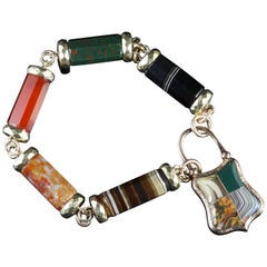 Antique Victorian Scottish Agate Gold Bracelet with Padlock 5