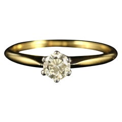 Antique Victorian Diamond Solitaire Engagement Ring 18 Carat Yellow Gold