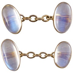 Antique Edwardian Moonstone Cufflinks set in 15 Carat Gold